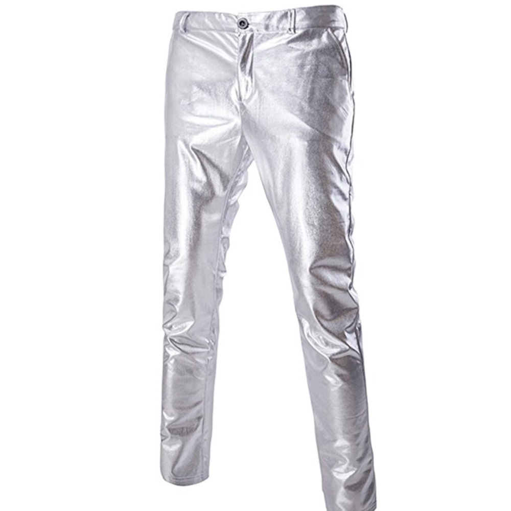 Men’s rave metallic festival pants club techno L1 dance concert event outfit